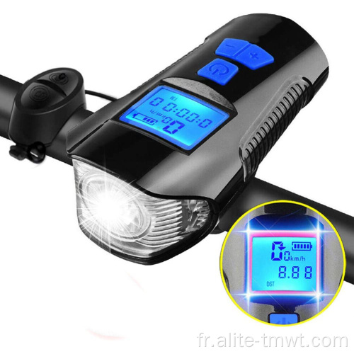 Lampe batterie de la lumière du klaxon de la corne de vélo USB